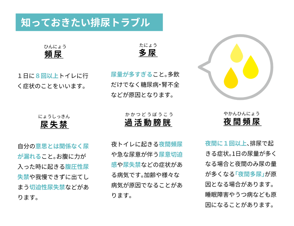 おしっこの回数が多すぎる、または十分でないという症状